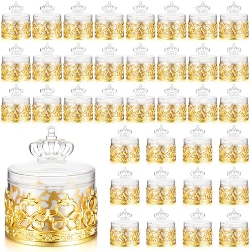 Cunhill 36 Pcs Mini Candy Bottles with Lids Gold Design