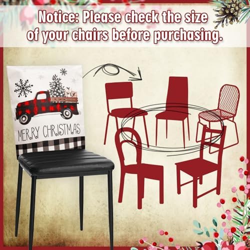 4Pcs Christmas Chair Back Covers Black White Plaid