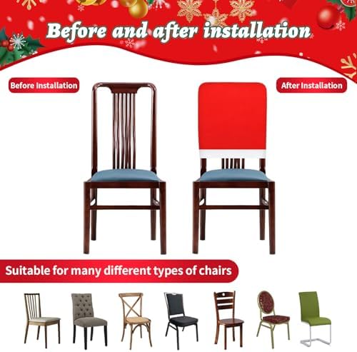Red Santa Hat Dining Chair Covers Set of 4 1
