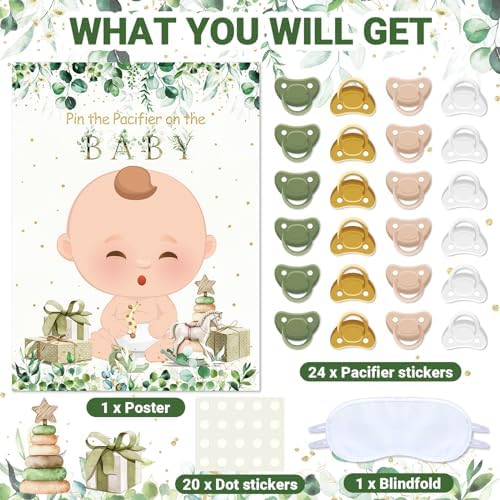 Faccito Baby Shower Pacifier Game Set Sage Green