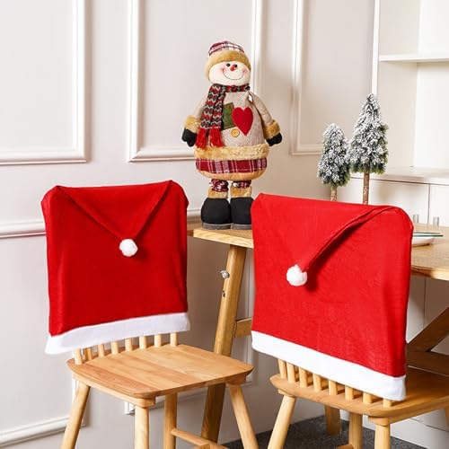 6PCS Christmas Chair Covers with Santa Hat Design
