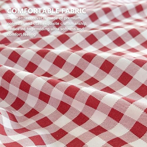 Red Gingham Japanese Floor Mattress Cover Twin 1