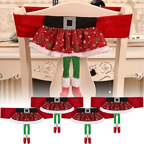 ANMINY 4PCS Christmas Chair Sashes Red Skirt
