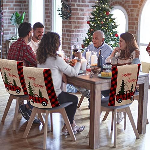 Weldomcor 4 Pack Christmas Chair Covers for Dining Kitchen