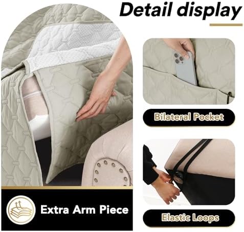 PrinceDeco Water Resistant Chair Cover Slipcover for Pets and Kids