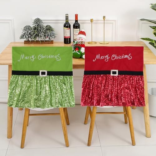 2Pcs Christmas Chair Back Covers for Holiday Decor