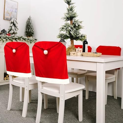 SATXTREM Christmas Chair Covers Set of 4 Red and White