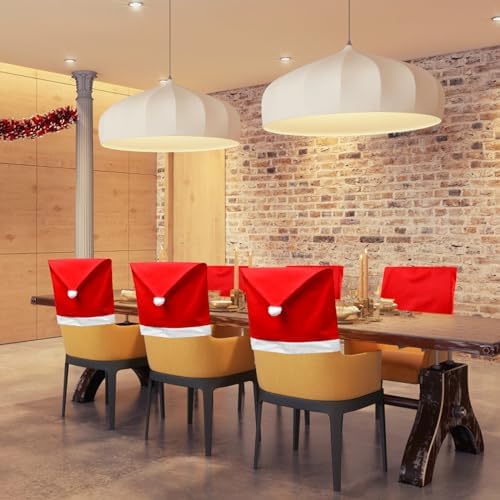6PCS Christmas Chair Covers with Santa Hat Design 1