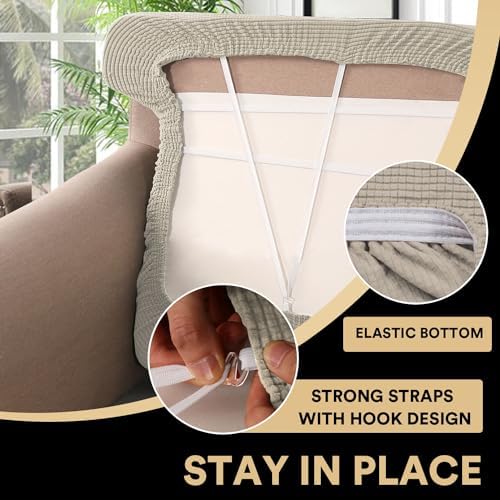 PrinceDeco 3 Piece T Cushion Slipcovers with Elastic Bottom
