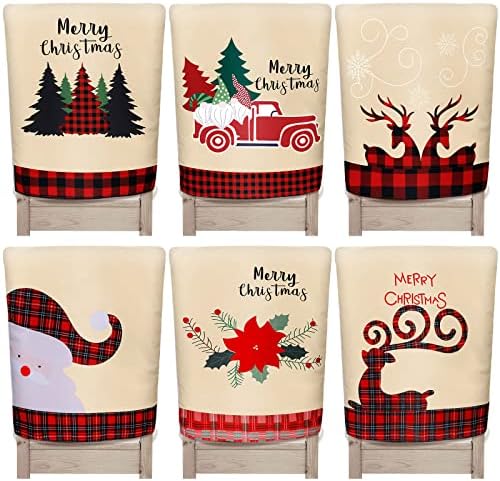 6 Pcs Christmas Chair Back Covers for Holiday Decor