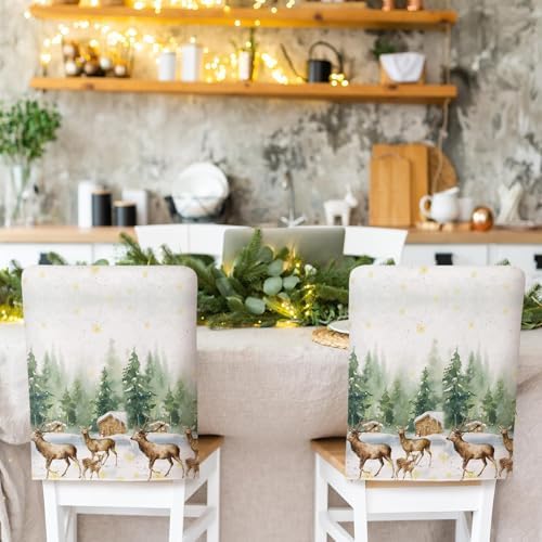 FuWeave 6 Pcs Christmas Chair Covers Linen Set