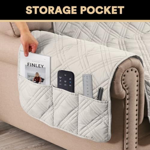 PrinceDeco Waterproof Loveseat Covers 48 French Oak