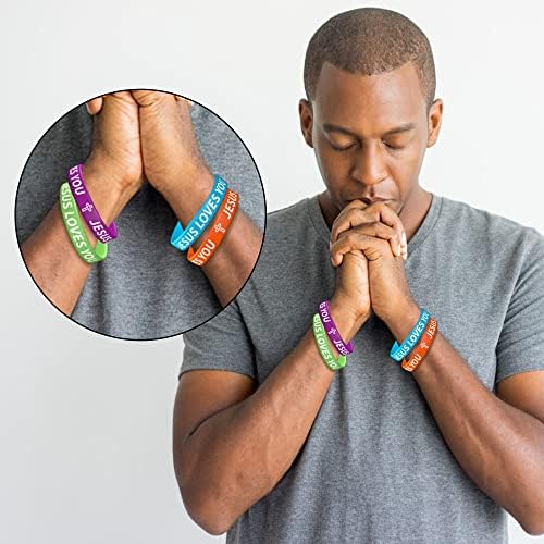 Haooryx Religious Bracelets Cross Keychains 24Pcs