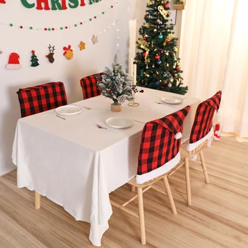 Qubjus Classic Red Check Dining Chair Covers 4 Pack