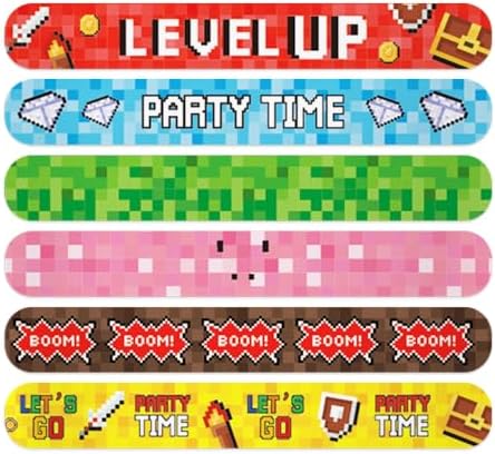 Pixel Party Favor Slap Bracelets 24 Pack