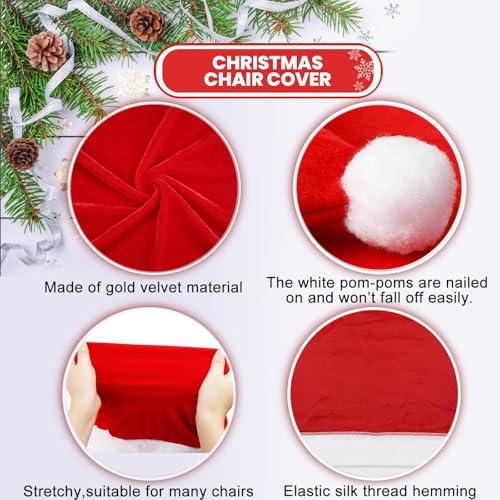 SATXTREM Christmas Chair Covers Set of 4 Red and White
