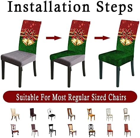 NIDITW 4PCS Stretch Bell Print Dining Chair Covers Red and Green