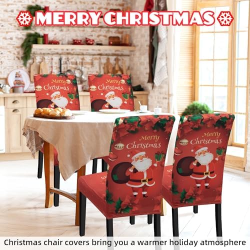 Christmas Chair Covers Set of 4 for Dining Room