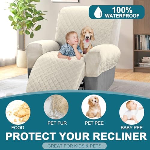 Turquoize Waterproof Recliner Chair Covers 4-Piece Set 1