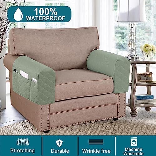 Turquoize 2 Pack Waterproof Armrest Covers for Chairs and Sofas