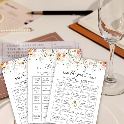 Spring Floral Bridal Shower Bingo Game Cards - 25 Included