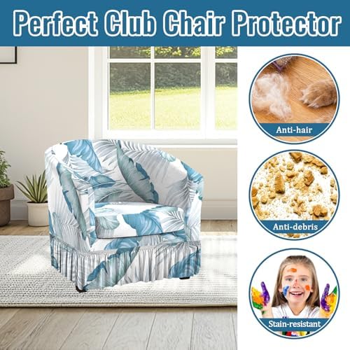 GOSTADY 2 Piece Club Chair Slipcover with Skirt Hem 1