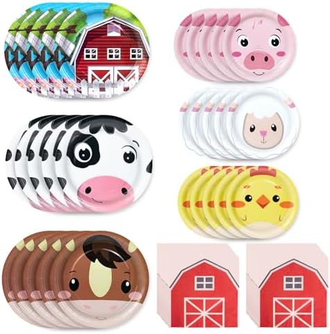 180Pcs Farm Animals Party Plates and Napkins Set