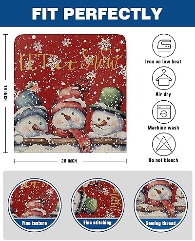 LiDU Red Snowman Christmas Chair Covers Set of 4 for Dining Room