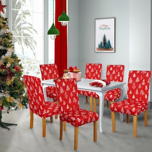 Roszwtit Christmas Tree Chair Covers 6 Pack