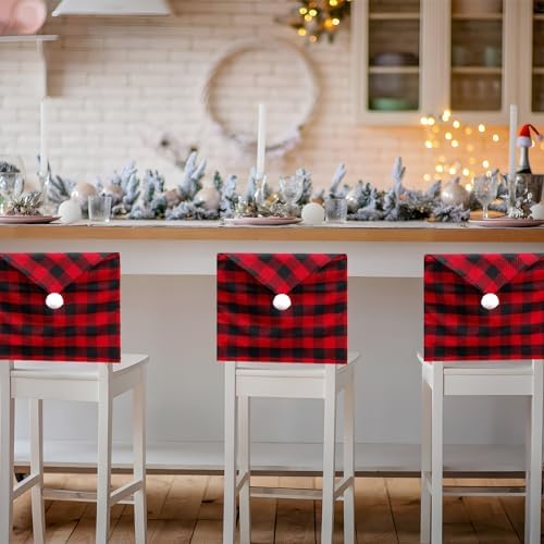 GlyinnHe 4 Pack Red Black Buffalo Plaid Chair Covers