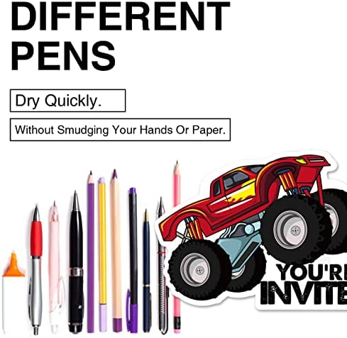 Monster Truck Birthday Invitations for Boys with Envelopes