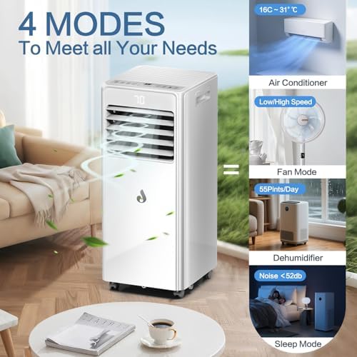 10000 BTU Portable Air Conditioner with Remote and Dehumidifier Function