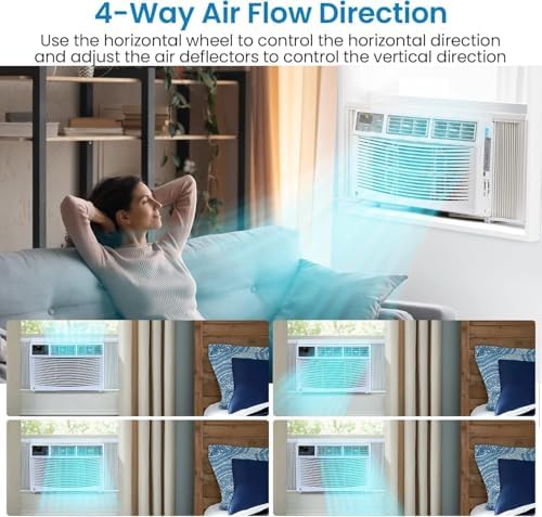 8000 BTU Window AC Unit with WiFi 3 Fan Speeds Easy Install