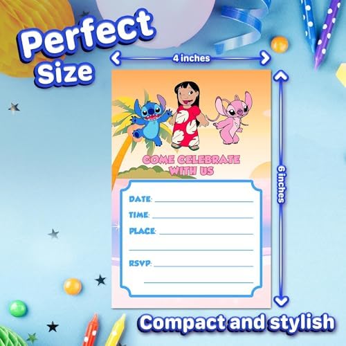 20 Pack Lilo Kids Fun Pink Birthday Invitations