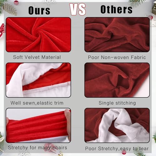 FOIMAS Christmas Chair Covers 4pcs Santa Hat Red