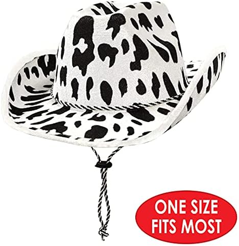 Beistle Cow Print Cowboy Hats Adjustable Chin Strap