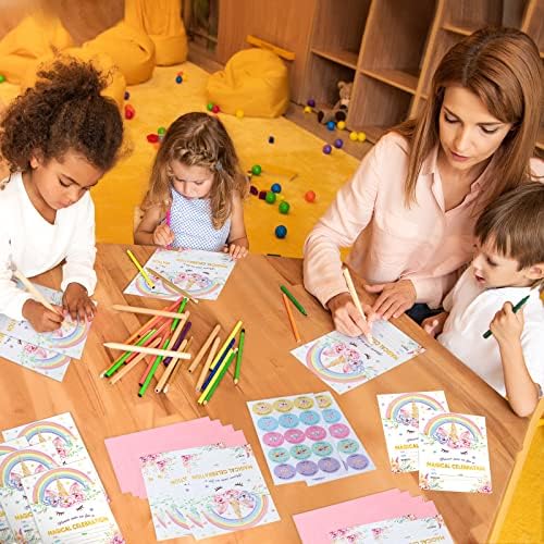 Spakon 24 Unicorn Birthday Party Invitations with Envelopes and Stickers