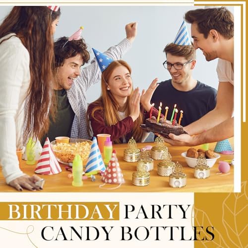 Cunhill 48 Pcs Mini Champagne Bottles Candy Jars - Gold Plastic with Lids