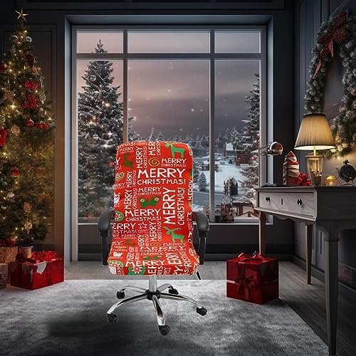 Christmas Office Chair Covers Stretchable Protective Slipcover for Modern High Back Chair