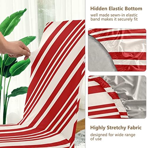 Christmas Candy Cane Stripe Dining Chair Covers 4pcs