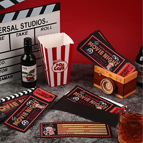 Woanger 50 Movie Night Party Invitations with Envelopes