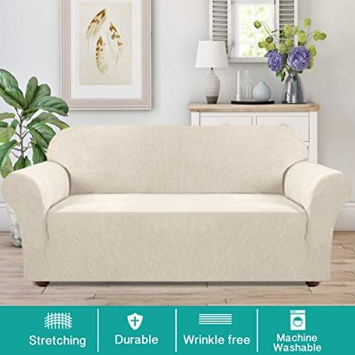 Turquoize Stretch Sofa Slipcover Biscotti Beige