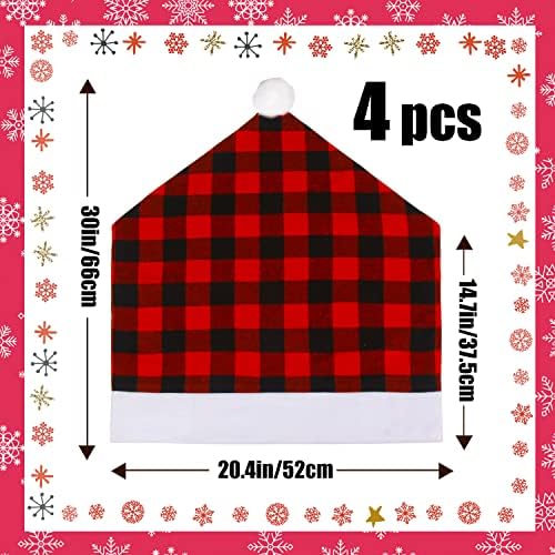 4PCS Christmas Buffalo Plaid Chair Covers