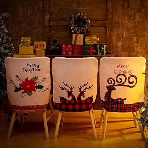 6 Pcs Christmas Chair Back Covers for Holiday Decor