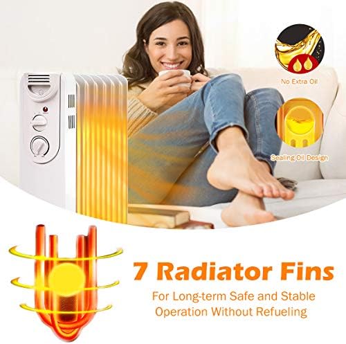 KOTEK 1500W Oil Filled Radiator Heater with 3 Modes and Thermostat