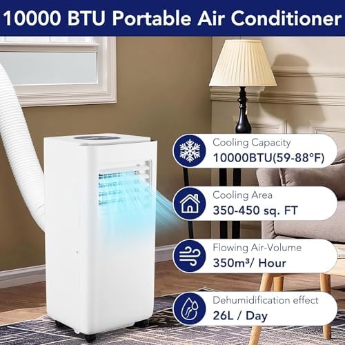 GoyRrbay 10000 BTU Portable Air Conditioner with Dehumidifier and Fan White