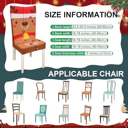 Preboun Christmas Chair Covers Set of 8 Holiday Decor