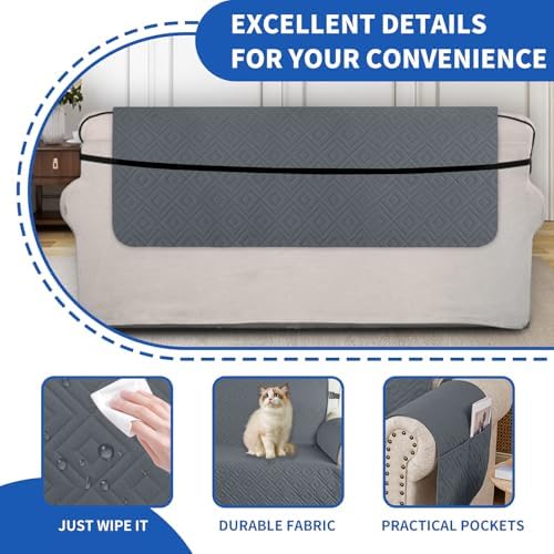 XINEAGE Waterproof Sofa Cover for Pets and Kids 69 Inch Dark Gray