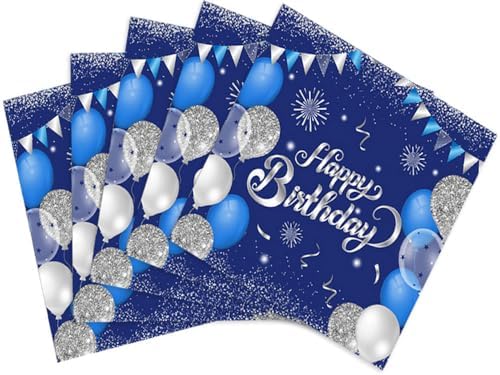 40PCS Blue and Silver Birthday Napkins for Parties
