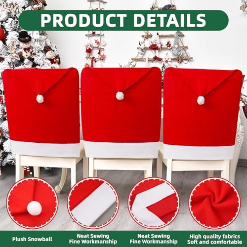6PCS Christmas Chair Covers with Santa Hat Design